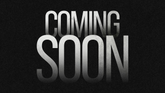 Coming soon announcement with gradient text on a black background